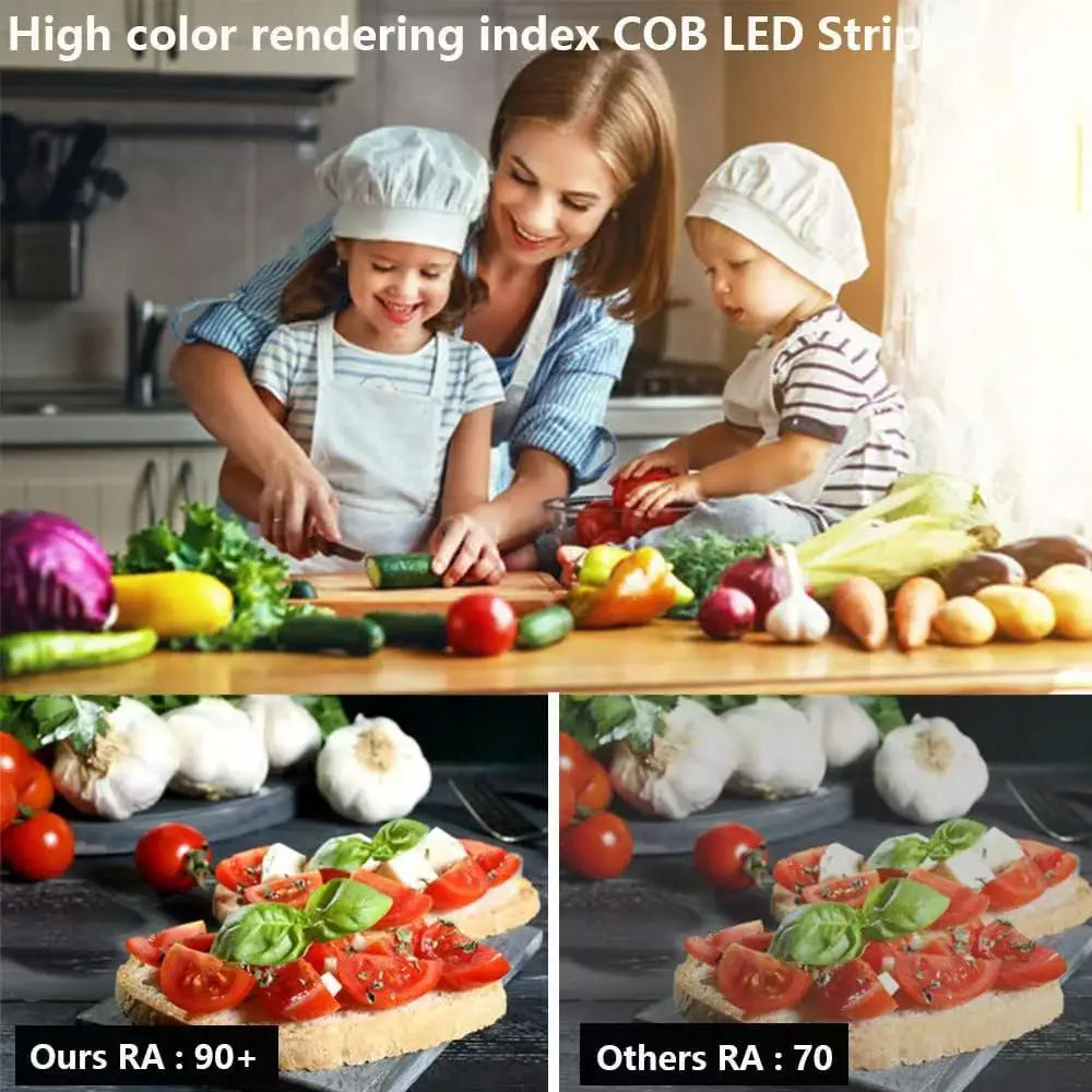 High Quality 5M Cob Led Strip Cri90 Free Cutting 12V 24V 3mm 5mm 8mm Self-adhesive Led Strip Light