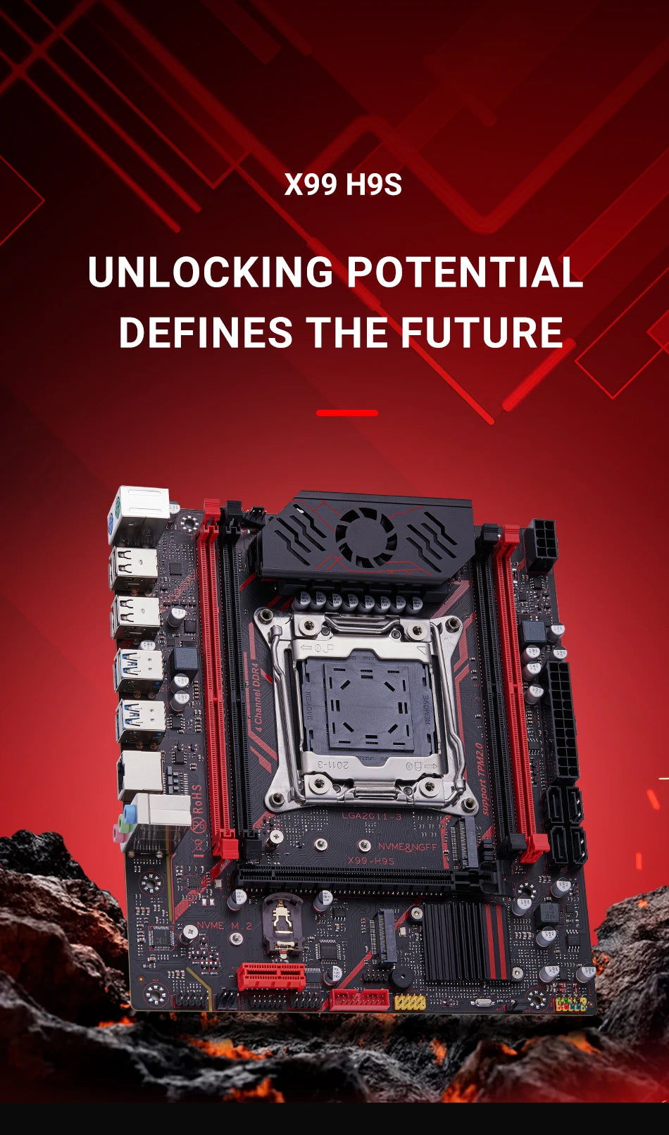 QIYIDA X99 motherboard TPM 2.0Interface LGA 2011 3 with NVME NGFF M.2 Support 4 channels X99 C612chip DDR4 Memory SATA3.0 USB3.0