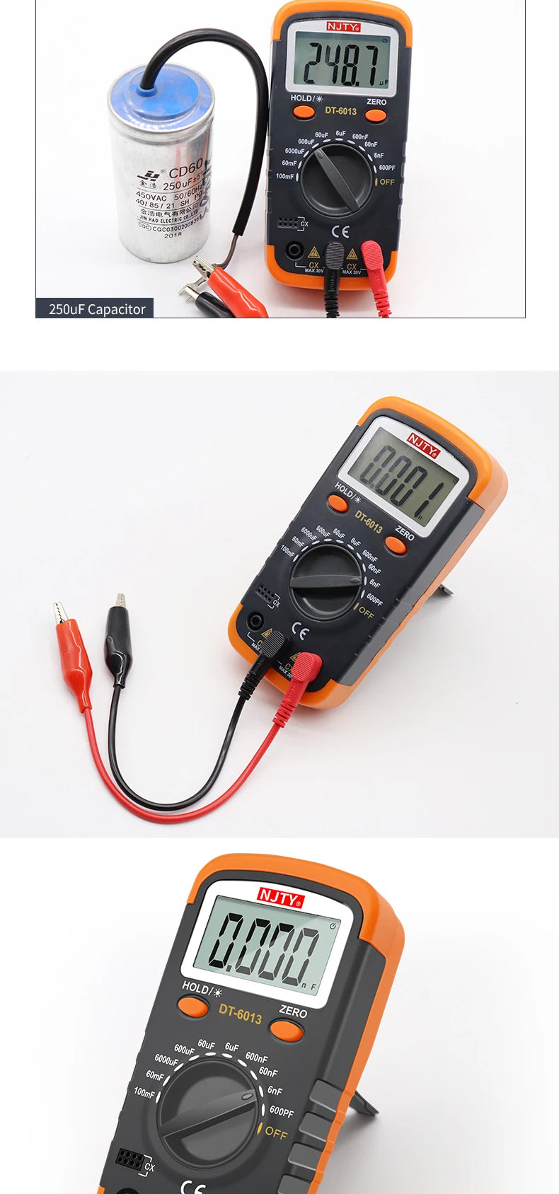 Professional Digital Capacimeter 6000 counts Capacitor Capacity Meter Lcr Tester 100000uF Capacitor High Precision Multimeter