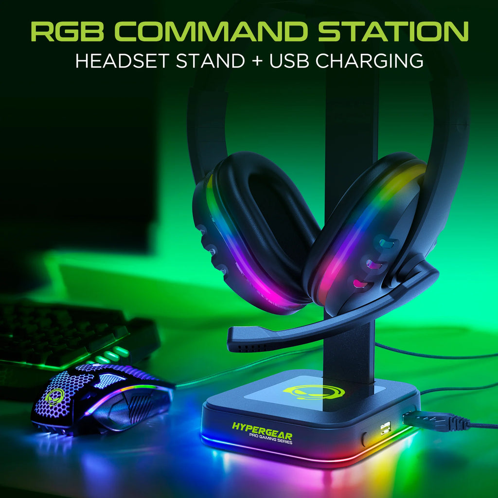 Hypergear RGB Command Station Headset Stand W 6 Color Light Effects