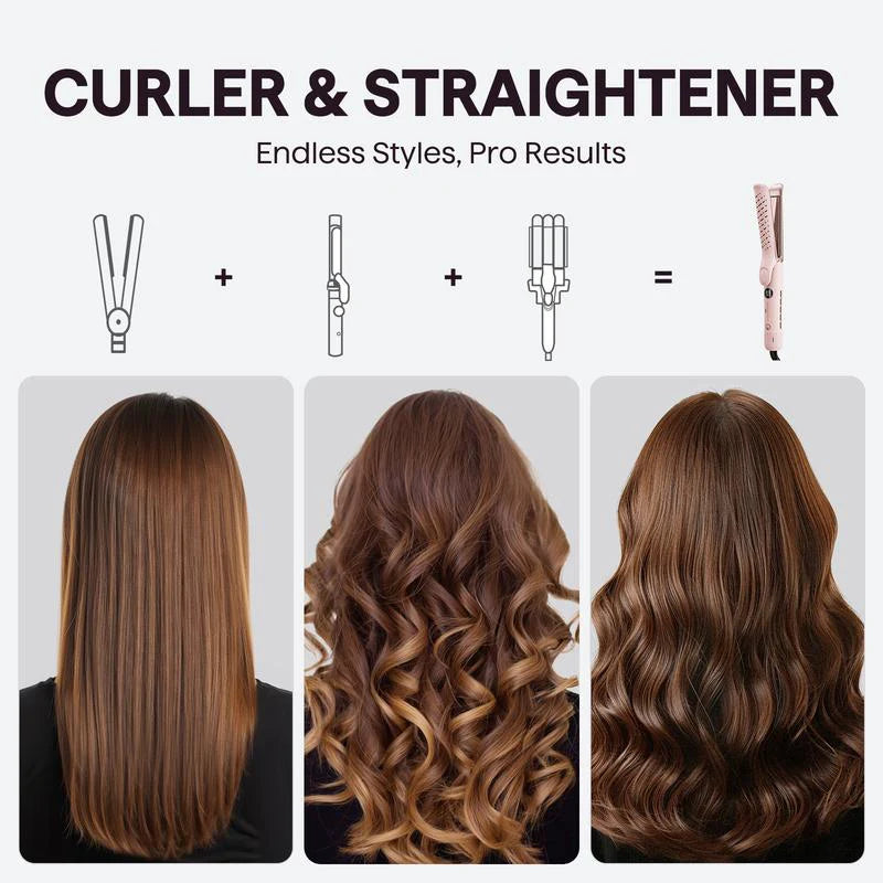 Wavytalk Whirlwind Curl, 360° Airflow Styler with 3 Air Modes & LED Display, 2-In-1 Hair Straightener and Curler with Cooling Air Vents to Lock in Style