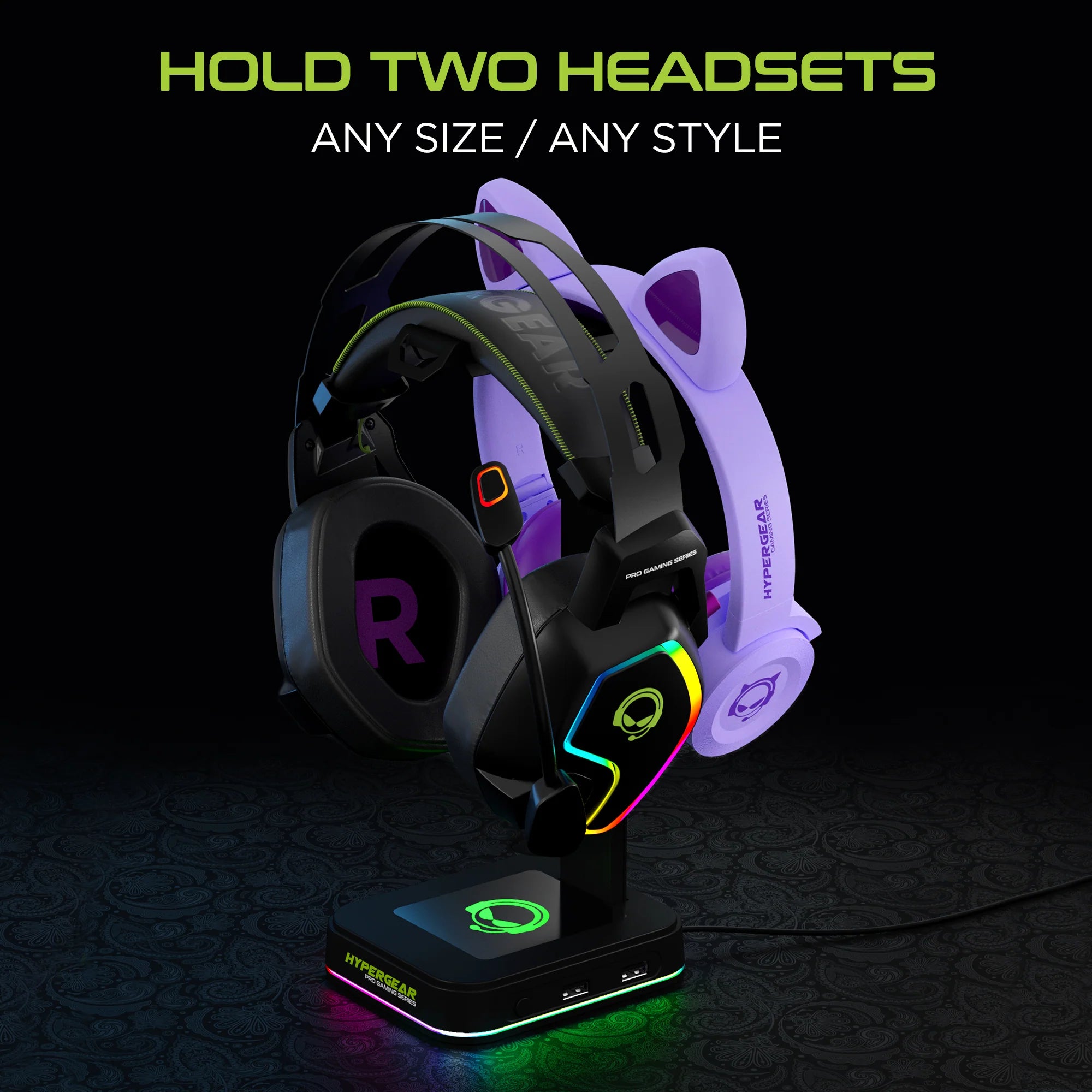 Hypergear RGB Command Station Headset Stand W 6 Color Light Effects