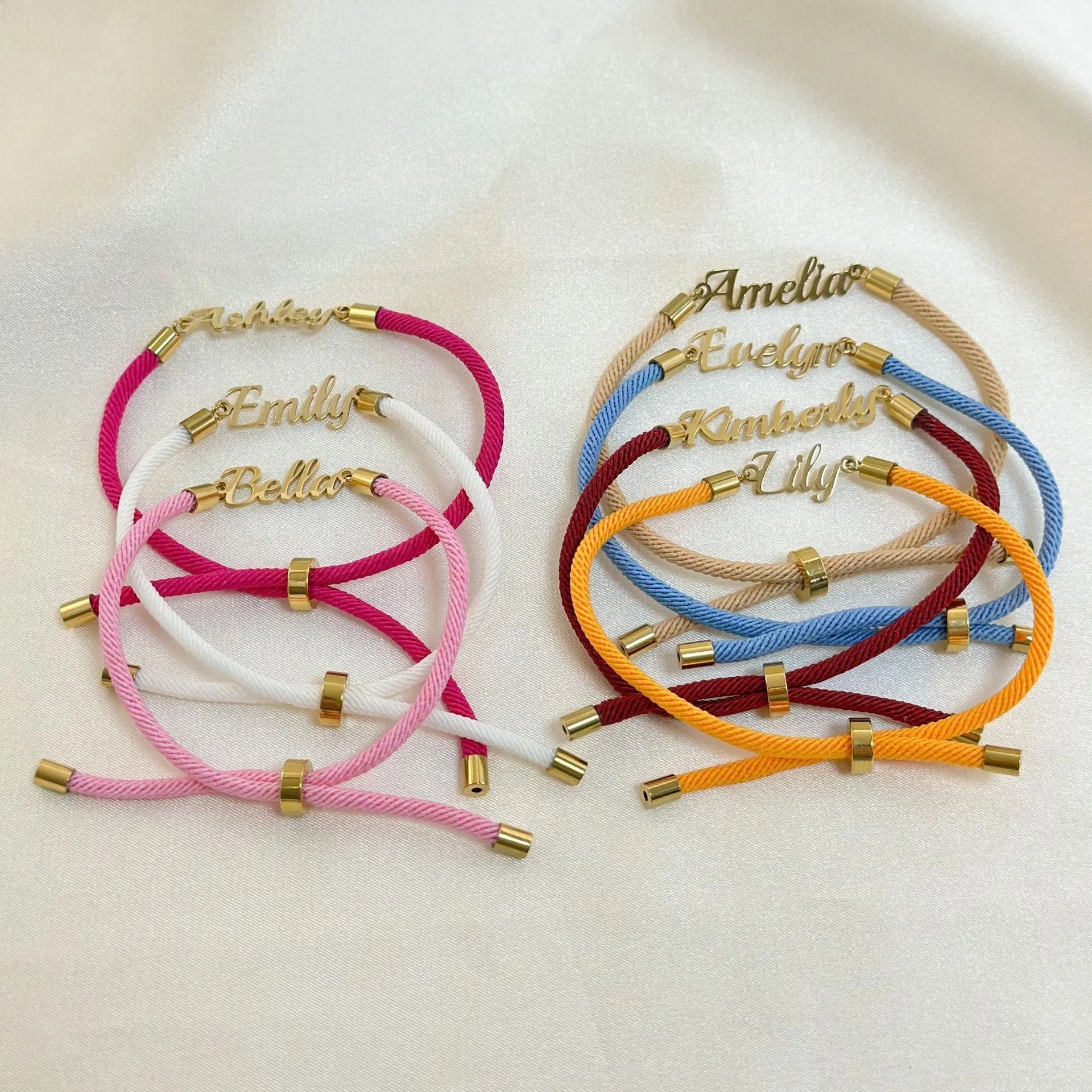 Personalized Colorful Rope Chain Custom Name Bracelet Personalized Adjustable Name Jewelry for Girls